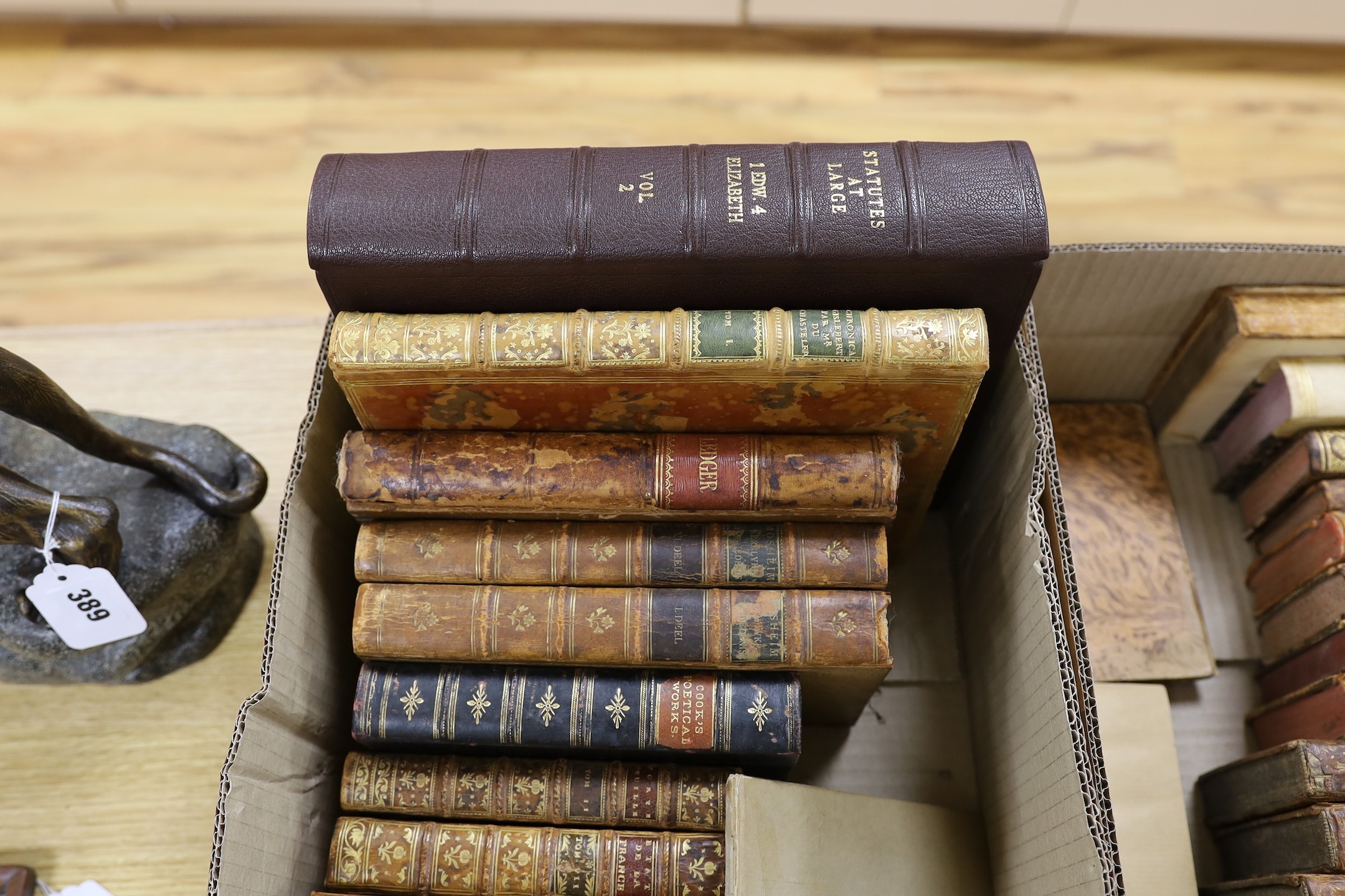 A selection of 18th and 19th century leather bound books